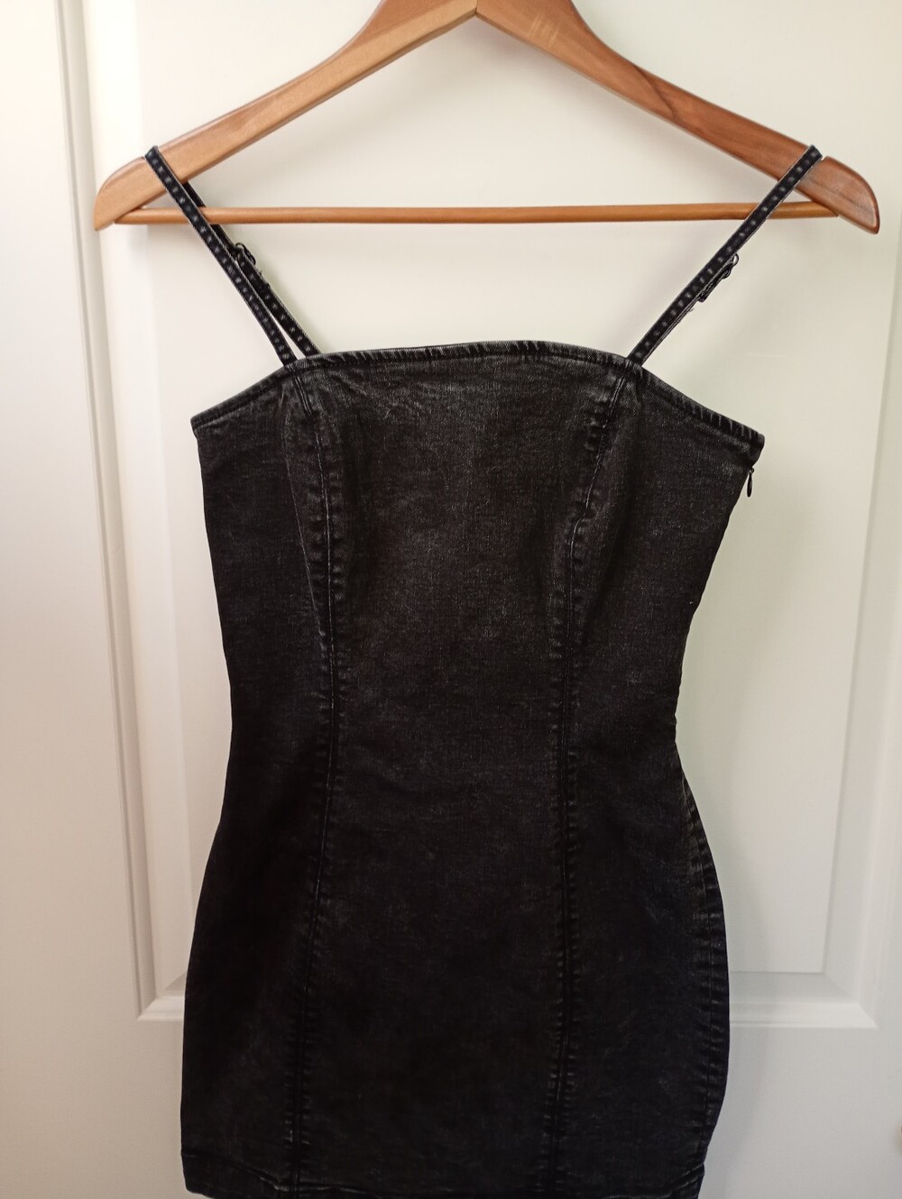 Garage ~Denim | Faded Black Denim Bodycon Mini Dress | XS